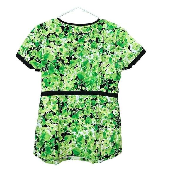 Koi by Kathy Peterson Medical Scrub Top Green Floral Women’s Size Small #A1156 - Picture 2 of 6